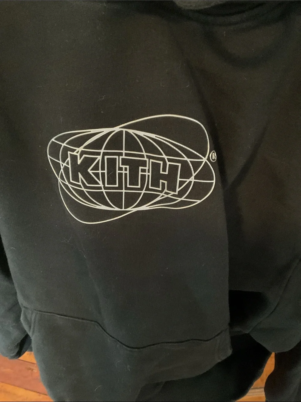 Kith Black Crewneck Hoodie with White Globe Logo